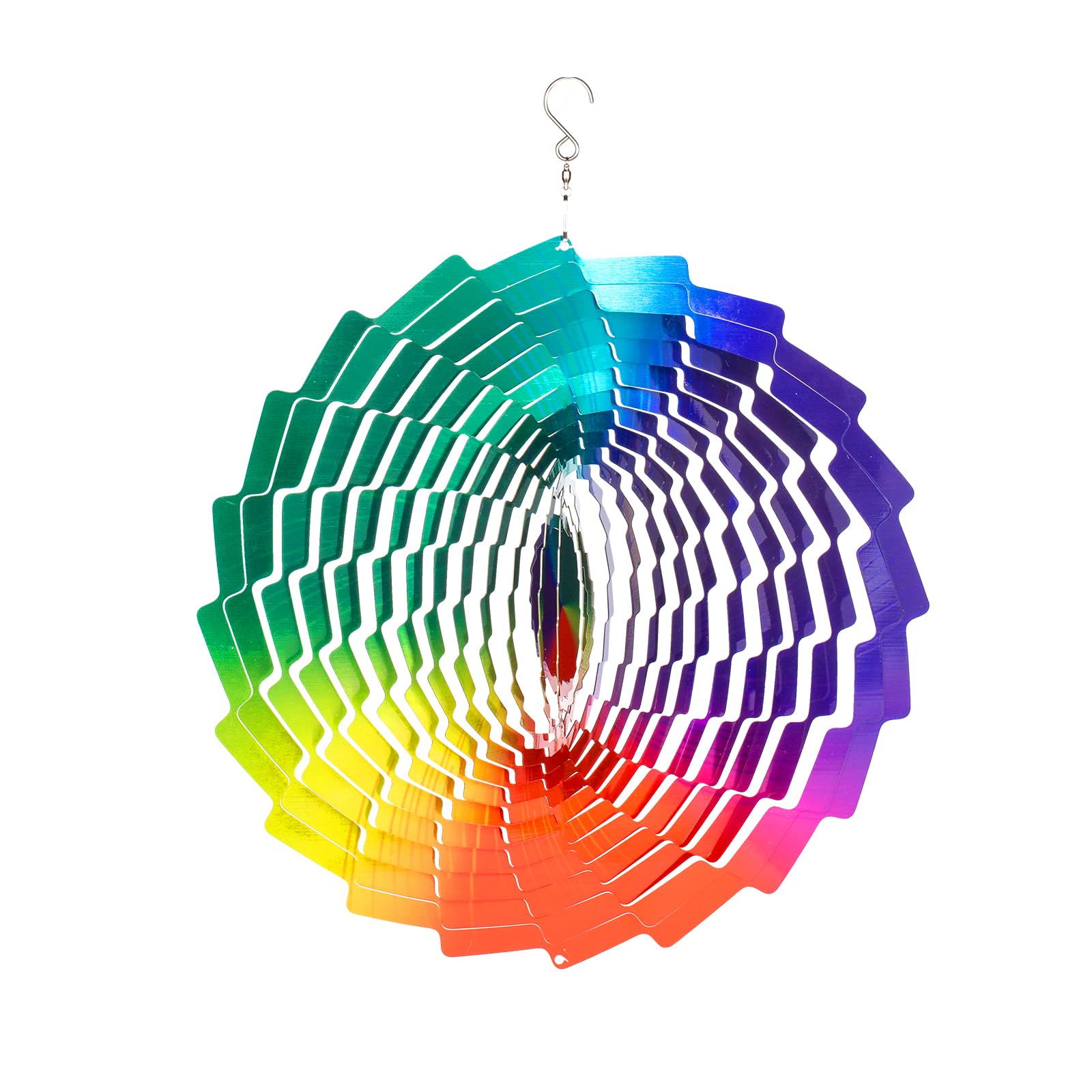 Girandole a vento arcobaleno da appendere, in metallo, decorazione artistica da giardino, 30,5 cm, in acciaio inox, decorazione per esterni, patio, prato e cortile