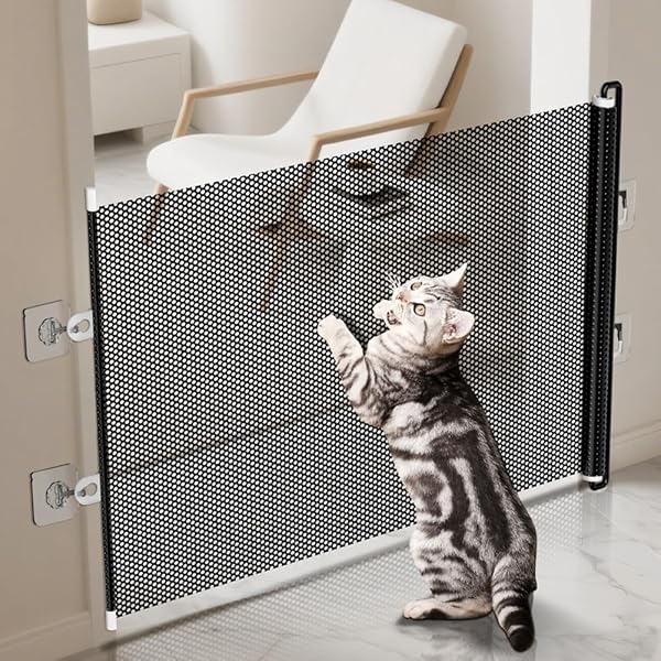 Cancello retrattile per cani e gatti per creare confini interni regolabili senza installazione permanente (75 x 140 cm) - 1