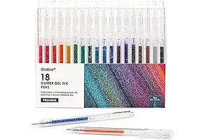 Grabie Glitter Gel Pens 18 Colors, Metallic Vibrant Sparkle Gel Pens for Coloring