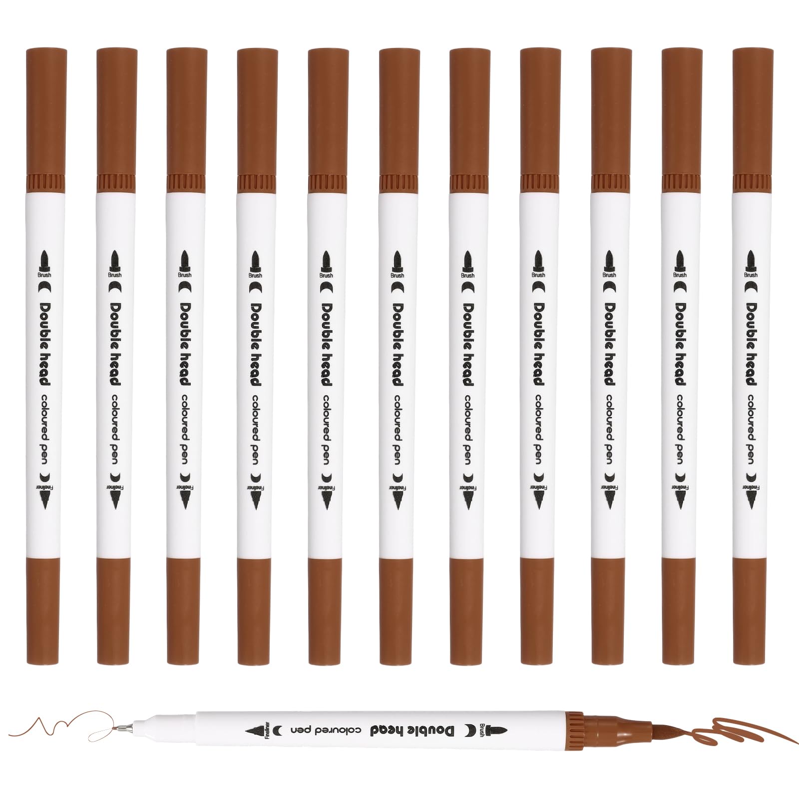 PATIKIL 12Pack Dual Brush Markers, Brown Watercolor Fine and Brush Tips Pens Colored Marker Calligraphy Coloring Art Supplies Set for Coloring Book Illustration Sketching Journaling