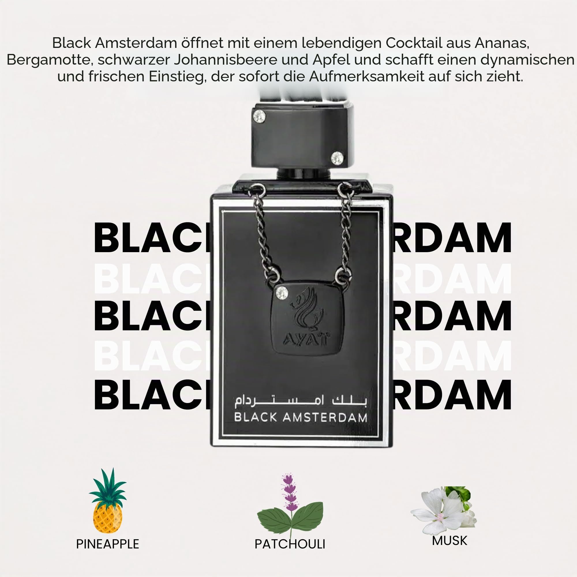 Ayat Perfumes Eau de Parfum Diamond Series 100 ml Parfum für Herren – Duft Dubai – hergestellt in den Vereinigten Arabischen Emiraten – ein sinnlicher orientalischer Duft (BLACK AMSTERDAM)