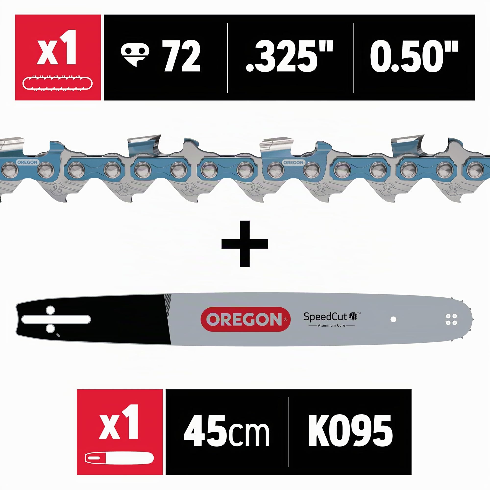 Oregon SpeedCut - Combo de barra guía de motosierra de 18 pulgadas y cadena, se adapta a Craftsman, Husqvarna, Jonsered, McCulloch; paso de 0.325 pulgadas, calibre 1.3 mm, 72 eslabones de transmisión