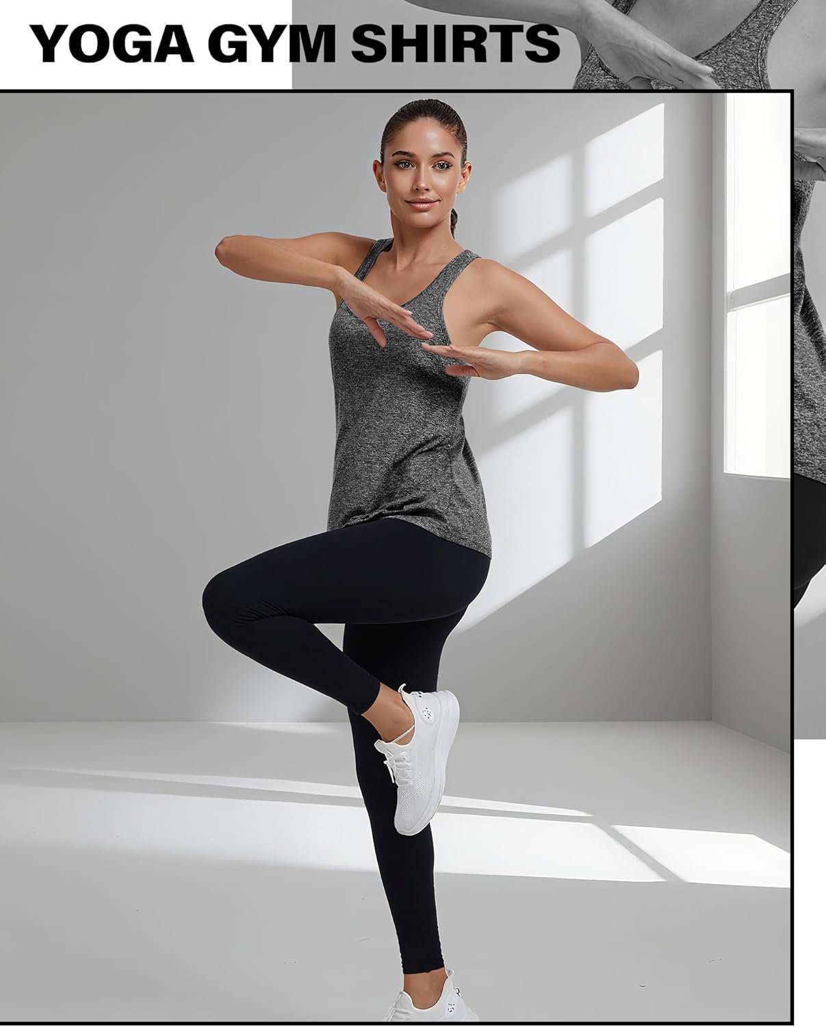 2 Pack Women's Workout Tops Open Back Racerback Tank Tops Crossback Sleeveless Athletic Running Yoga Gym Shirts - Image 2