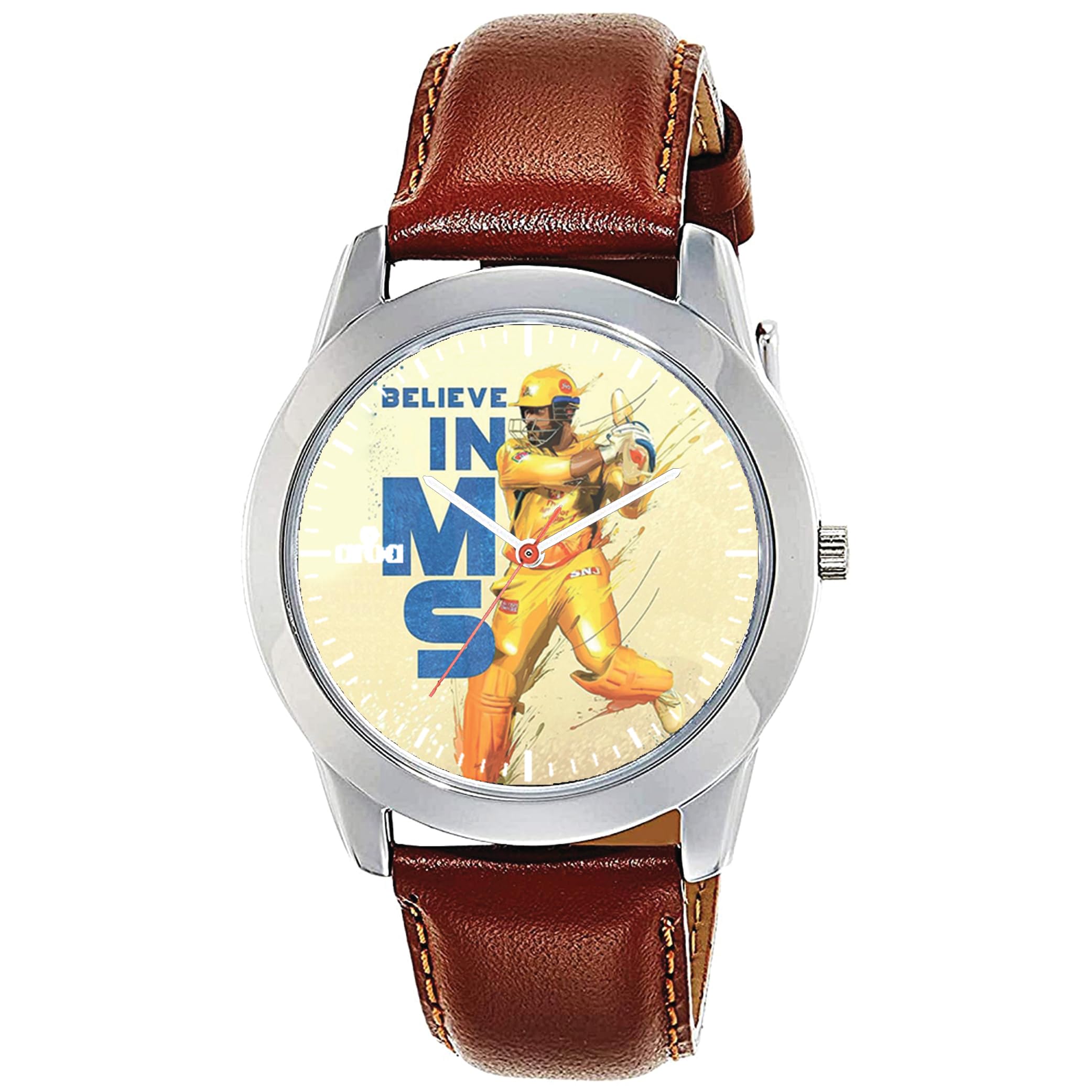 AROA Watch for Men with MS Dhoni Forever Watch Model :1349 in Steel Metal Type Brown Strap Analog Watch Yellow Dial for Men Stylish Watch for Boys (B0CZ9QR5Y6) Amazon Price History, Amazon Price Tracker