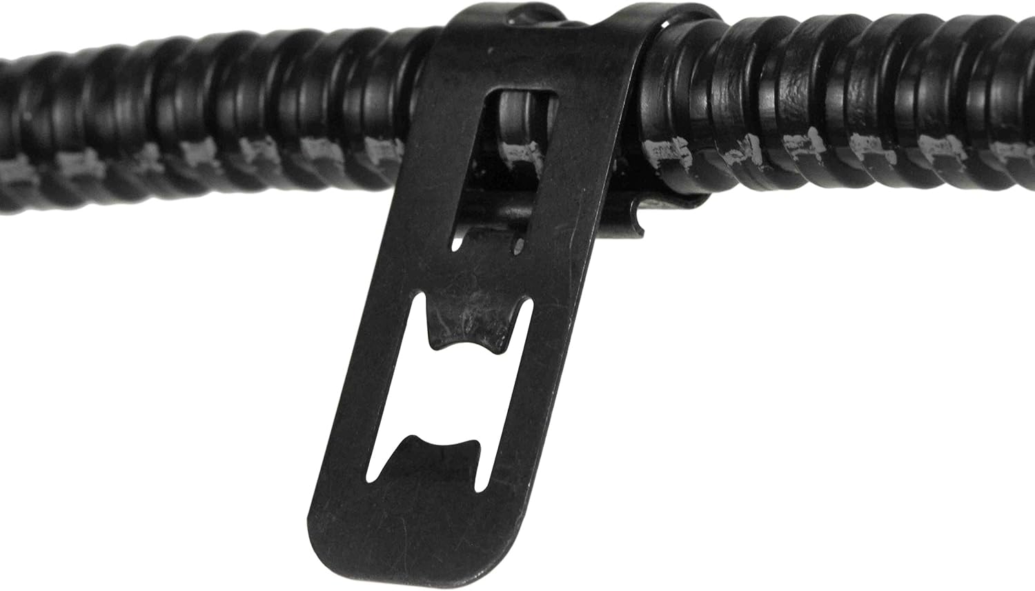 Close-up of a cable clip on the NGK/NTK AU0098 sensor wiring harness