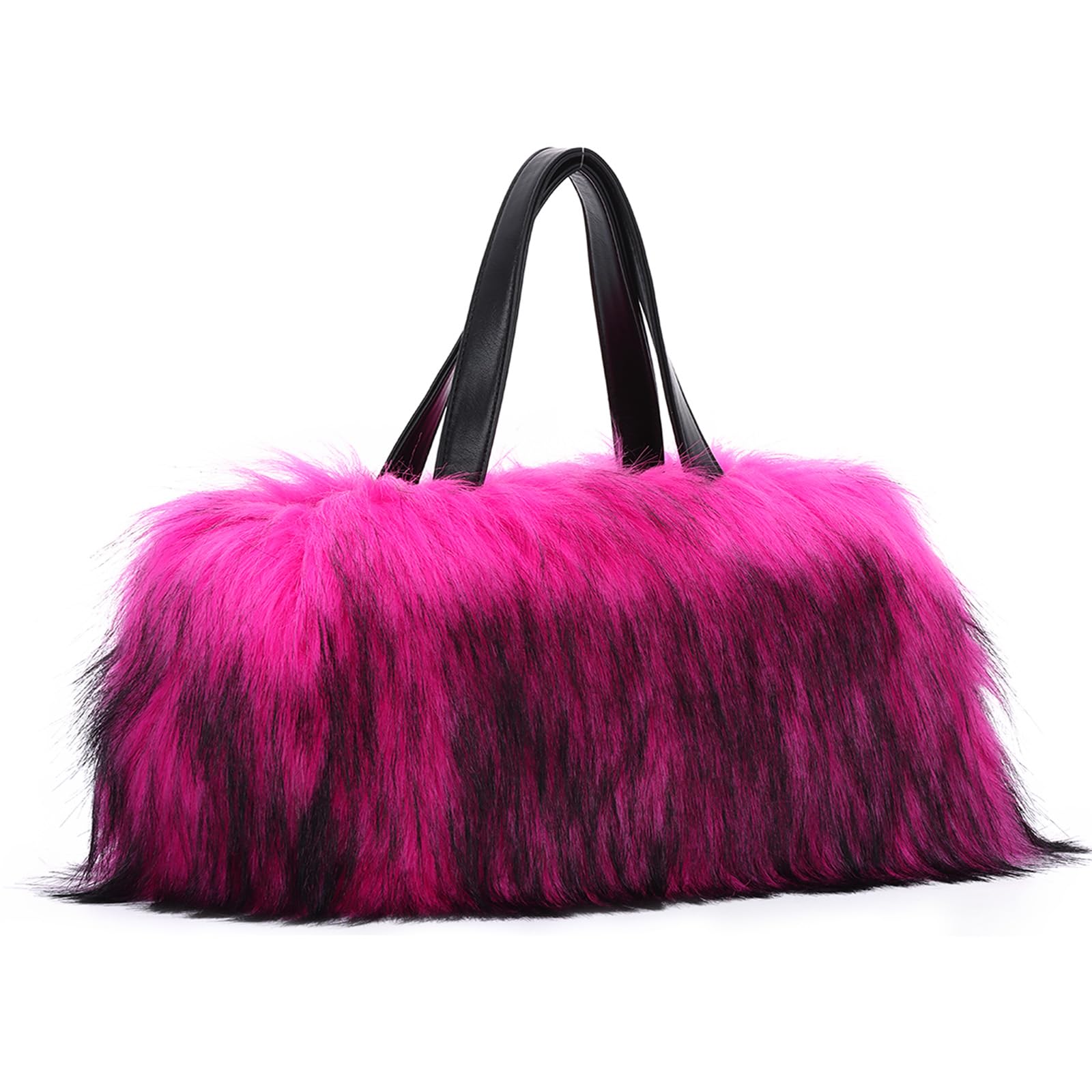 Dokurry Damen Plüsch Felltasche, Y2K Winter Leichte Kunstfell Handtasche mit Reißverschlussfach