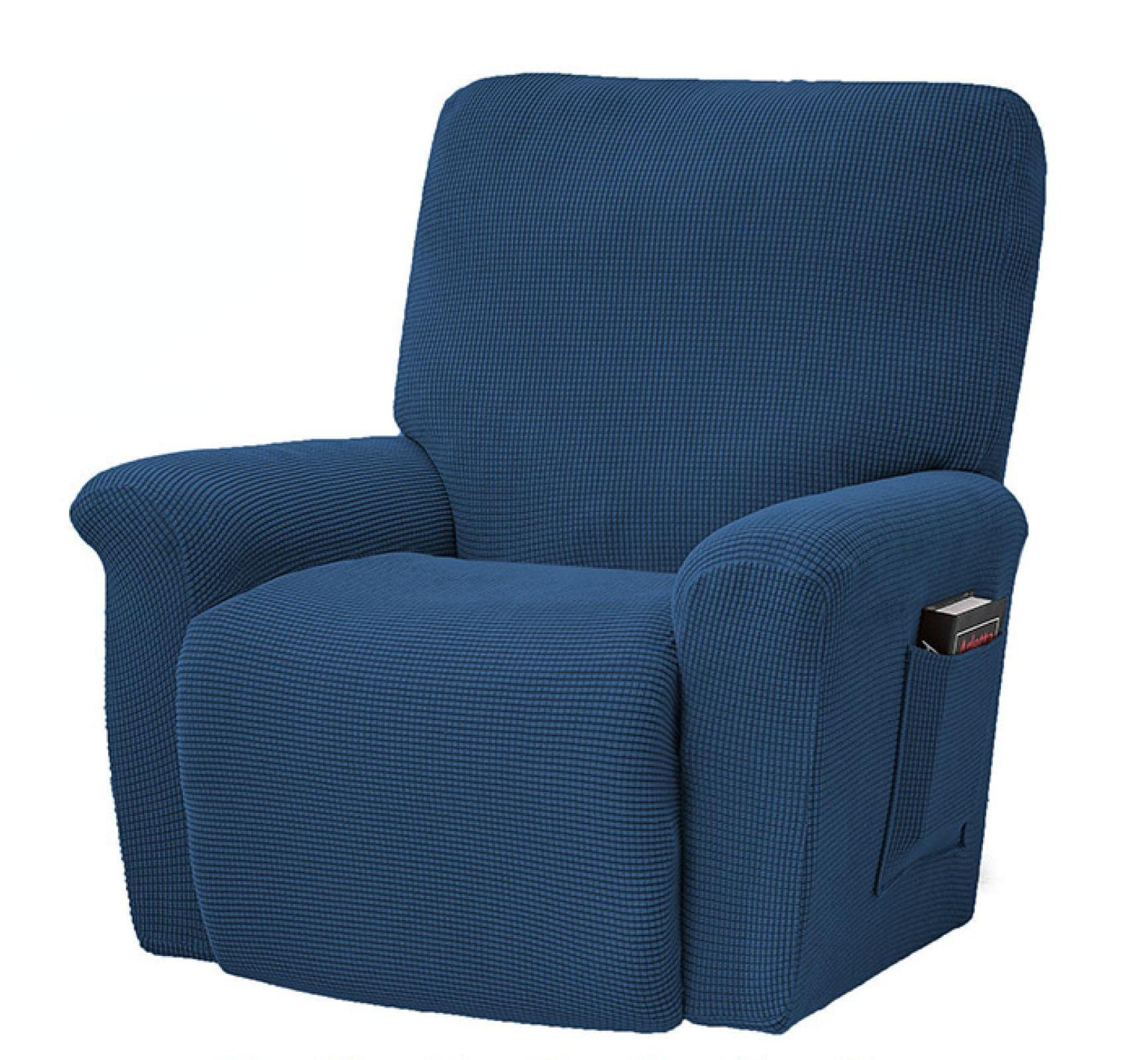 Fundas elásticas para reclinables – Protector de piel antideslizante lavable para reclinables, ajuste elástico, impermeable, para sillas de sala de estar, color azul acogedor