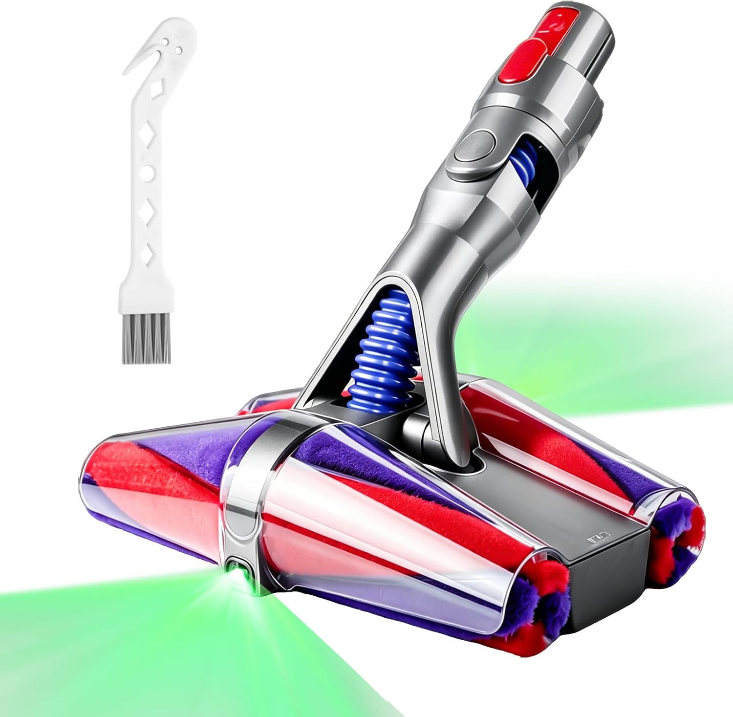 Fluffycones Dual LED Lights Vacuum Head Attachment Replacement for Dyson V7 V8 V11 V15 Animal V10 Cyclone Cordless Vacuum Cleaner, Upgraded Front & Rear Anti-Tangle Motor-Head Roller Brush Parts