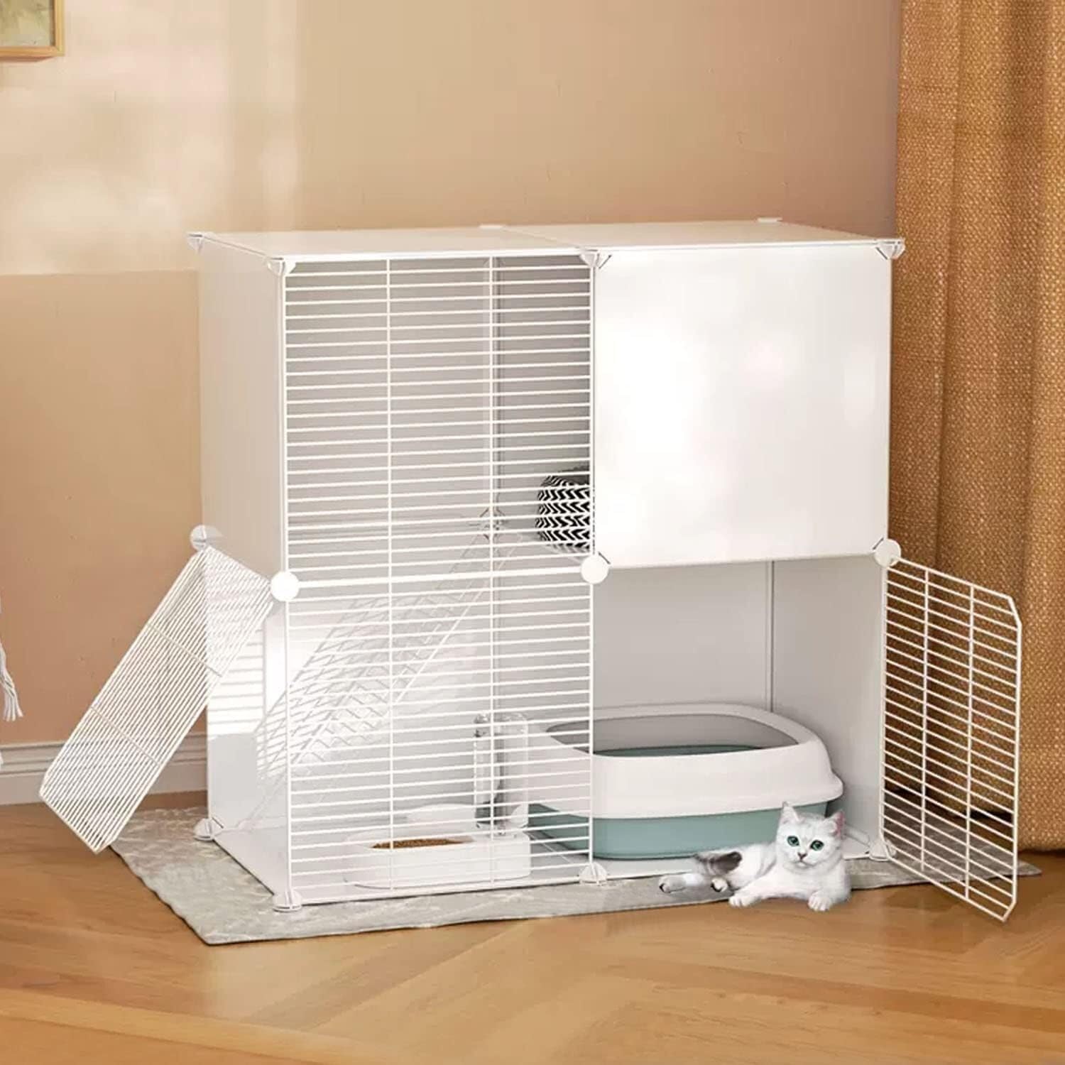 Recinto for Animali Domestici a Due Piani Fai-da-Te - Area Esercizi(75x39x73cm)