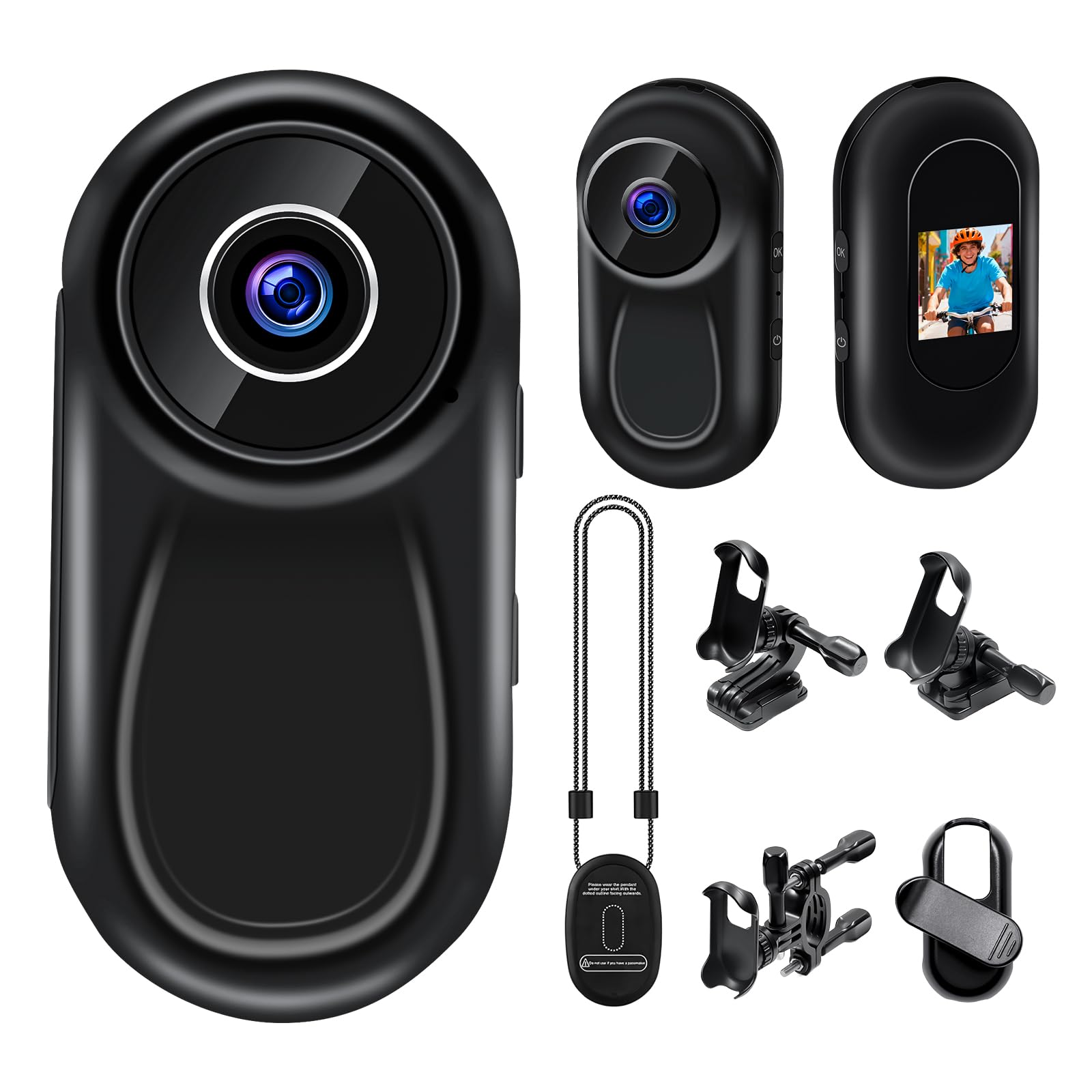 LXMIMI Mini Action Kamera, 120° Tragbare Sportkamera mit 0,63-Zoll-Display | Mini-Körperkamera HD 1080P Helm ActionKamera, Motorrad Sport Kamera, Daumen Action Kamera Unterstützung Auto-Nachtsicht