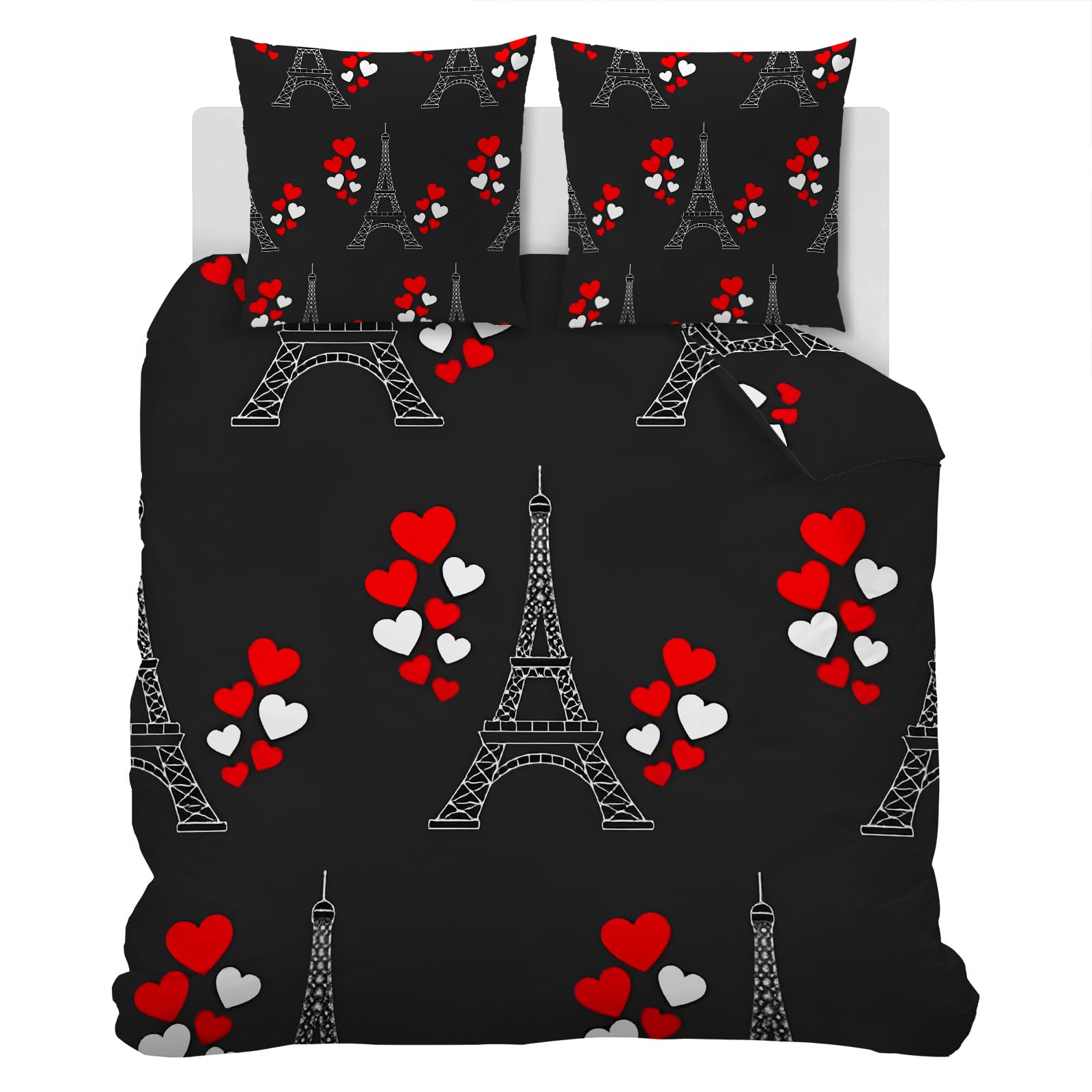 Housse de couette 140x200 Tour Eiffel imprimée pour une chambre d'enfant romantique