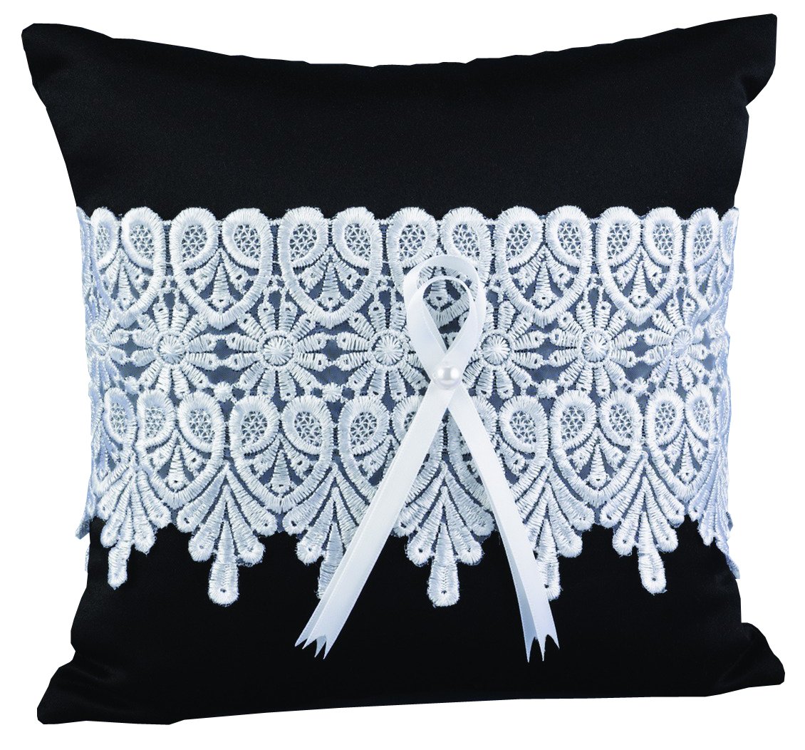 Hortense B. Hewitt Wedding Accessories Timeless Treasure Ring Pillow, Black