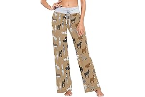 Pajama Pants for Women Goat Pants Pjs Bottoms Drawstring Wide Leg Jogger Lounge Yoga Sweat