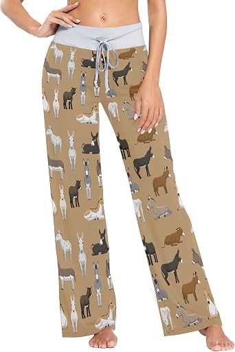 Fisyme Pajama Pants for Women Pjs Bottoms Drawstring Wide Leg Jogger Lounge Yoga Sweat Pants
