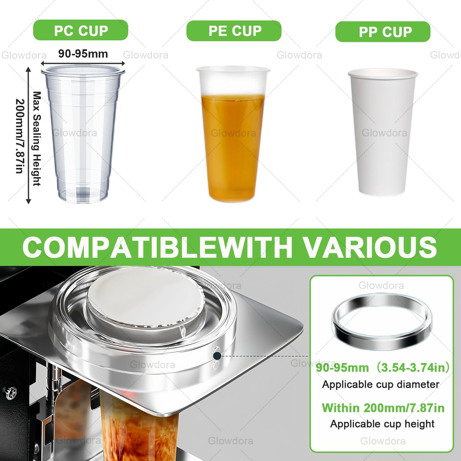 Zgrzewarka Do Kubków 350 W, W Pełni Automatyczna Zgrzewarka Próżniowa, Komercyjna Zgrzewarka Do Bubble Tea, Mleka, Herbaty, Kawy, Koktajli, Plastiku, Papieru, Średnicy 90 Mm I 95 Mm
