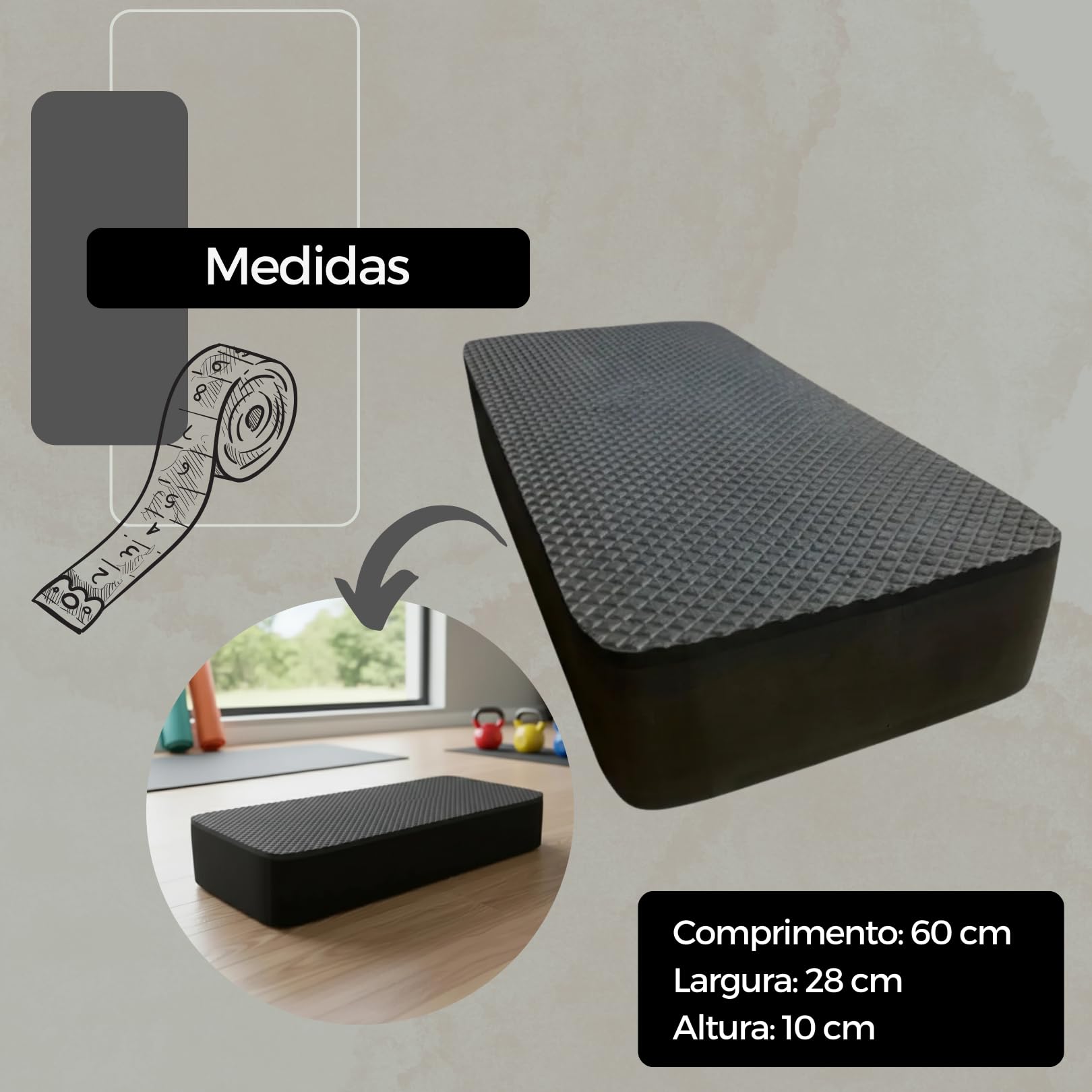 Step Aeróbico Profissional em EVA de Alta Densidade, Preto