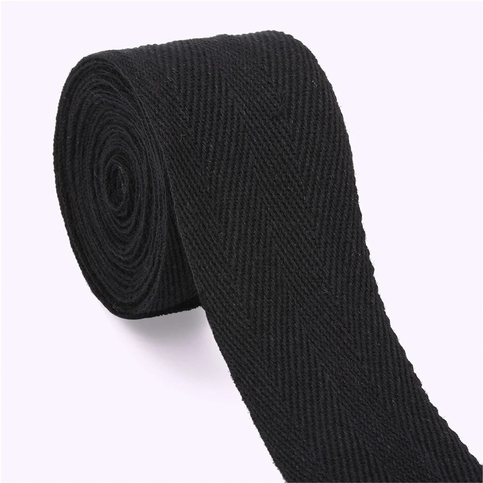 Correa de cinta de algodón Cinta negra los 50M 10-50m m de las correas la tela cruzada espiga del algodón for costura ropa bolso(40mm)