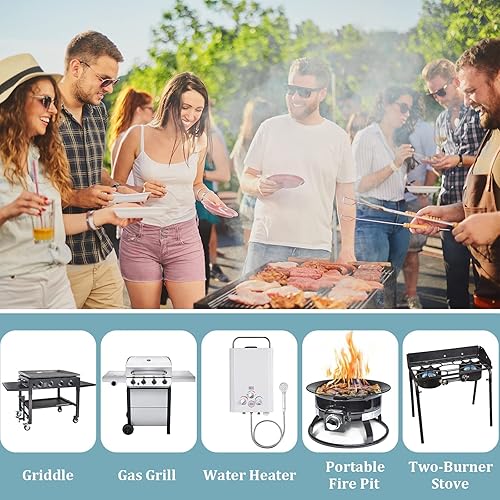 Miniatura 6 de JEASOM Manguera reguladora de propano de 2 pies con medidor, manguera trenzada de acero inoxidable para la mayoría de calentadores de parrilla LP y