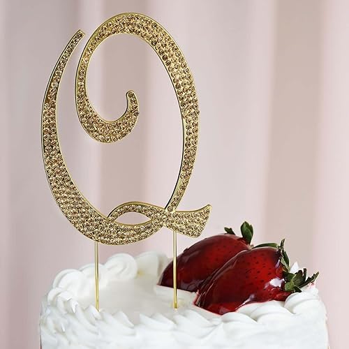 Miniatura 5 de Efavormart - Decoración para tartas de 4.5 pulgadas de alto con diamantes de imitación dorados brillantes para bodas, fiestas de cumpleaños, eventos