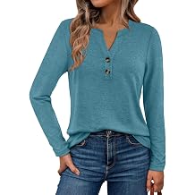 WYNNQUE Womens Long Sleeve Shirts Business Casual Outfits Dressy Tops Blouses Henley V Neck Fall Clothes