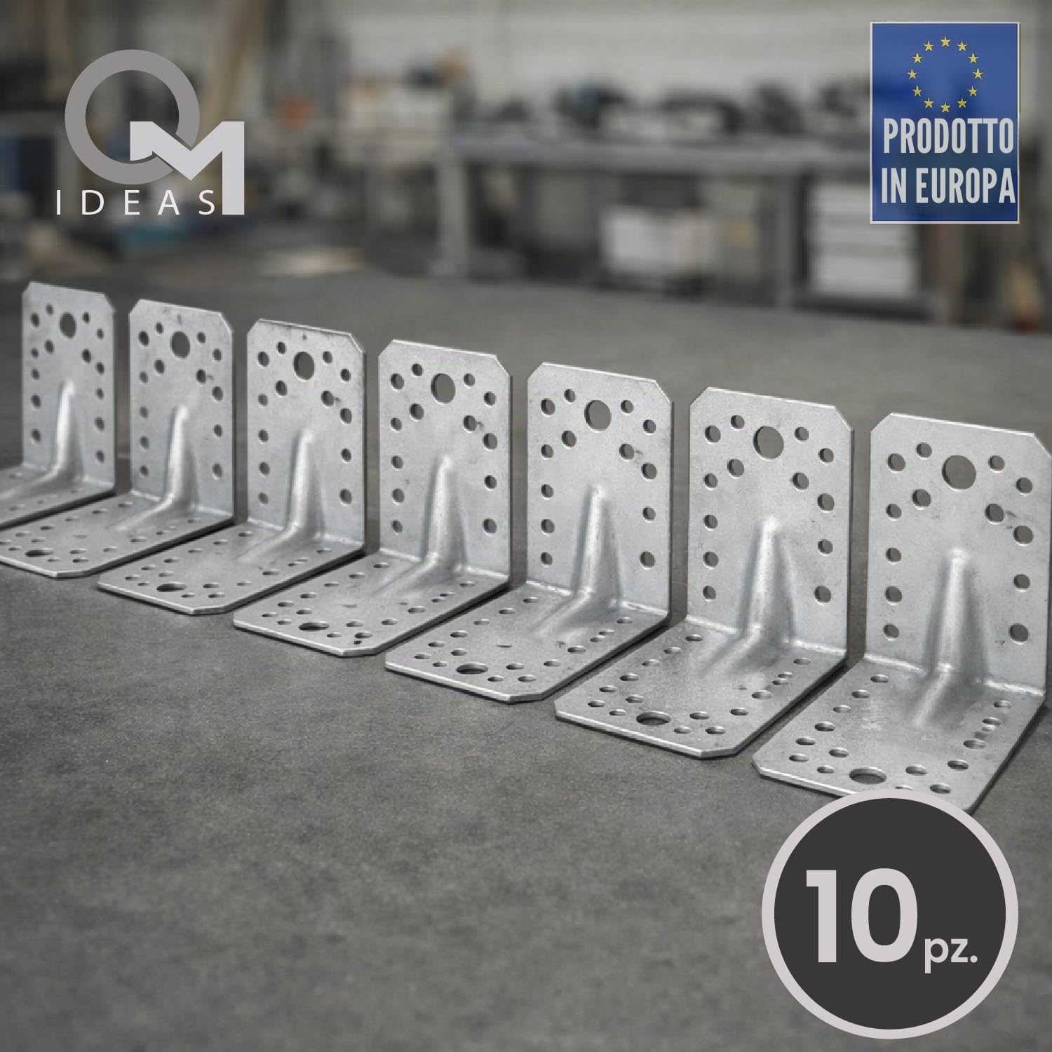 10 x Squadretta di Giunzione Angolare ( 90 x 90 x 65 x 2 ) Squadretta Rinforzata Zincate