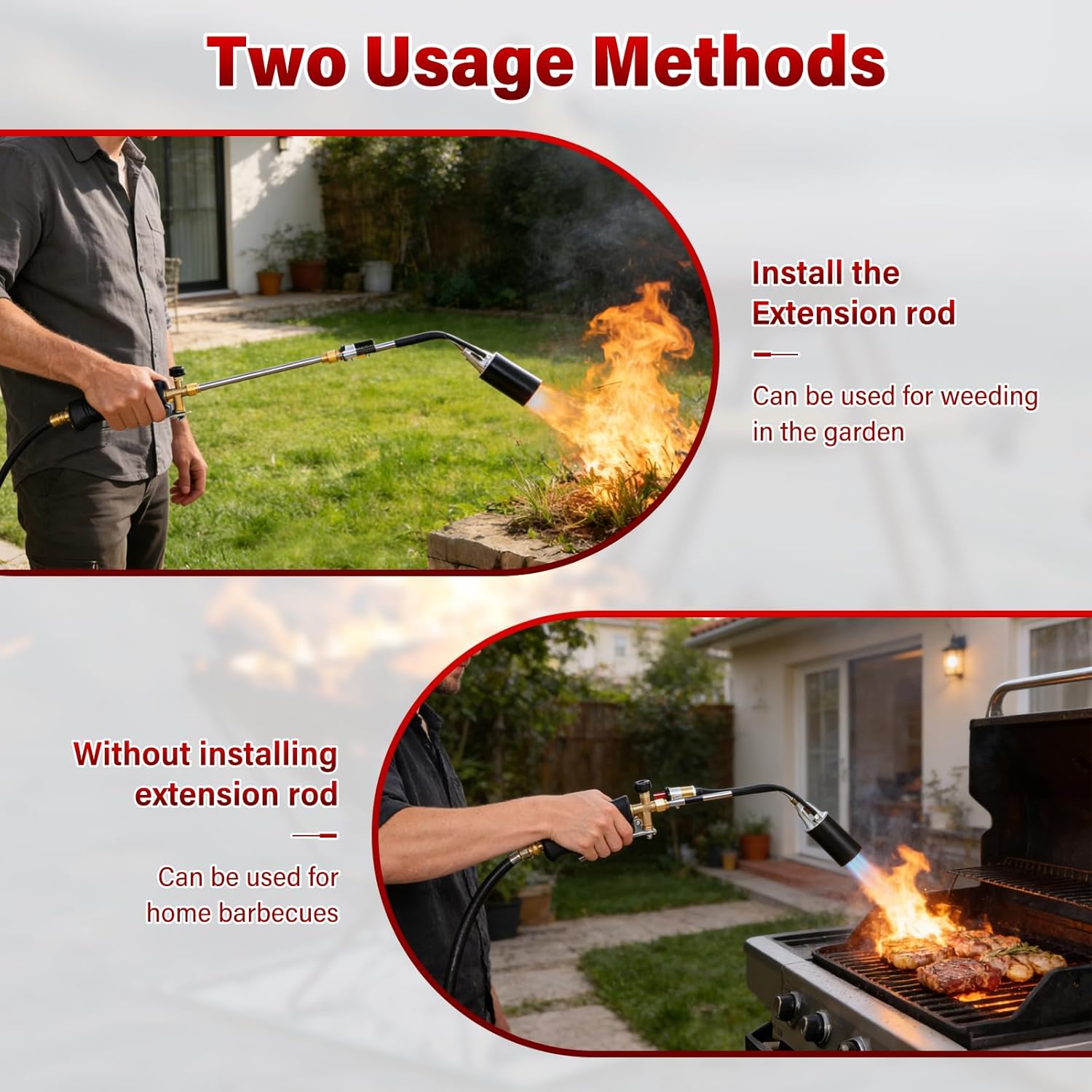 Propane Torch Kit Heavy Duty Weed Burner, Self-Igniting Flame Thrower with 10-ft Hose for Garden Weed, Roof Asphalt Work, Snow &Ice Removal