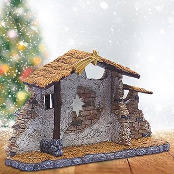 Amazon.co.jp: クリスマス降誕馬小屋, 家の装飾飼い葉桶教会樹脂