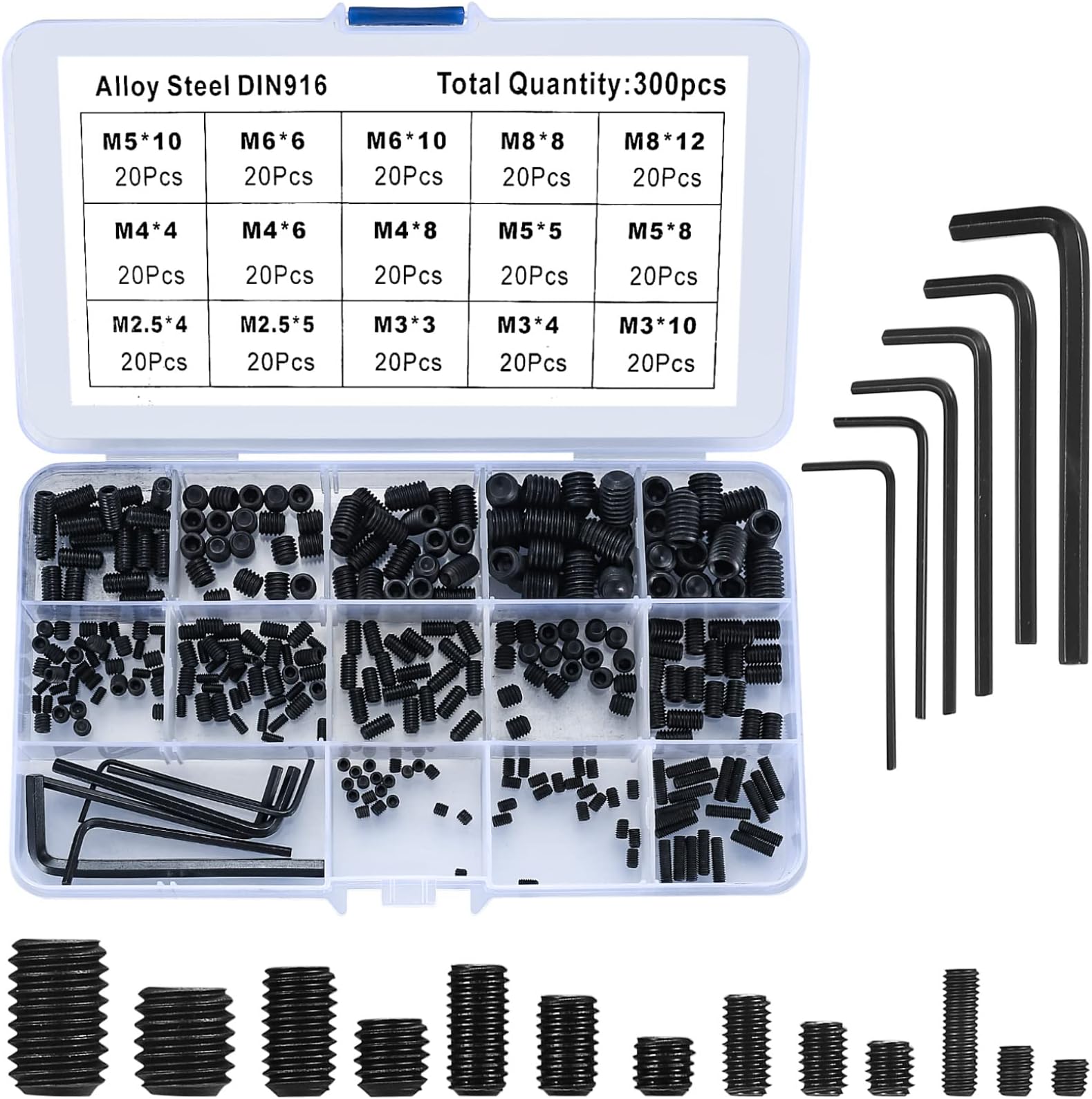 Grub Screws Metric Thread (Mixed 40 PACK) A2 Stainless Steel 10 X M3,M4