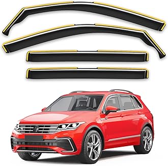 in-Channel Window Rain Guards Fit for Volkswagen Tiguan 2018 2019 2020 2021 2022 2023 2024 Extra Durable Window Deflectors Window Visors Vent Shades Vent Visors Car Accessories-4 pcs Q25