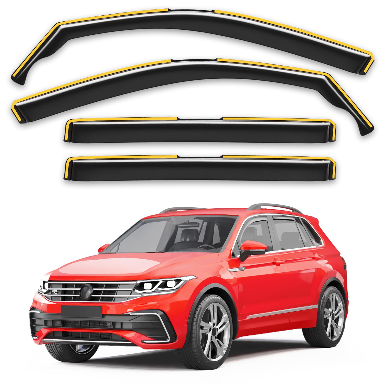 in-Channel Window Rain Guards Fit for Volkswagen Tiguan 2018 2019 2020 2021 2022 2023 2024 Extra Durable Window Deflectors Window Visors Vent Shades Vent Visors Car Accessories-4 pcs Q25