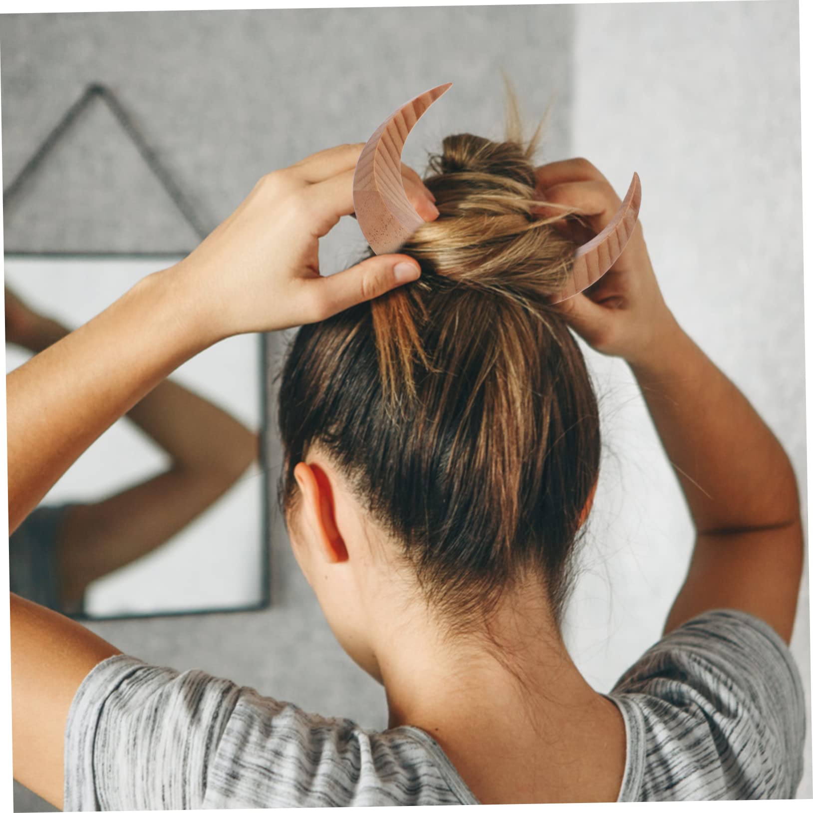 MAGICLULU 5 Piezas pasador de horquilla de Horquilla lunar de madera gemas para el cabello para mujeres palo de pelo moño pasador de pelo pasadores de pelo soporte para el pelo del moño