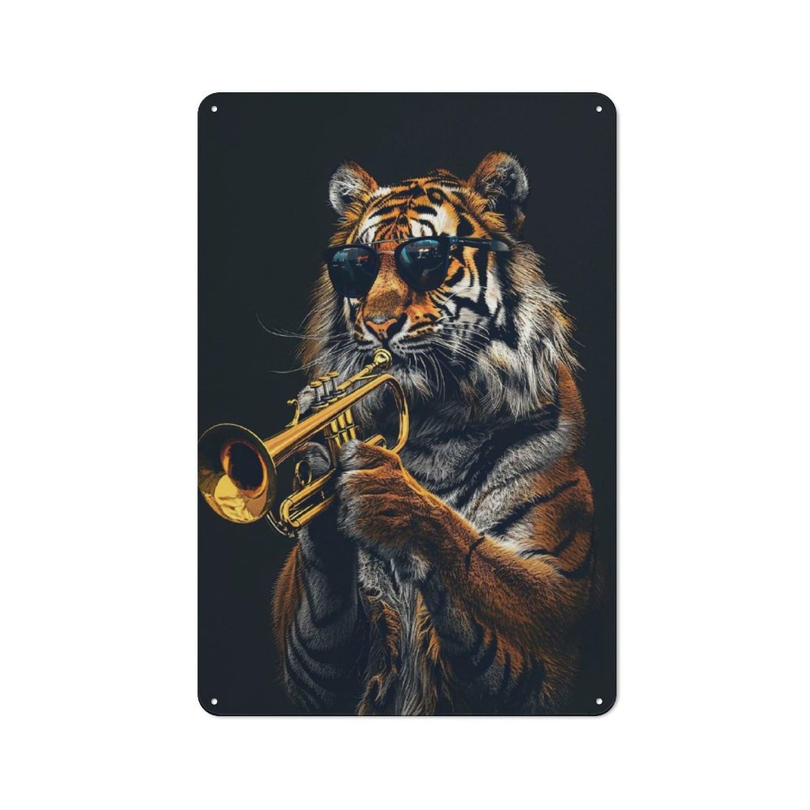 Junmoney Style-1 For Café Or Restaurant, Tiger Trumpet Retro Metal Sign 30X20cm, Gift For Café Owners And Decorators During The Christmas Season