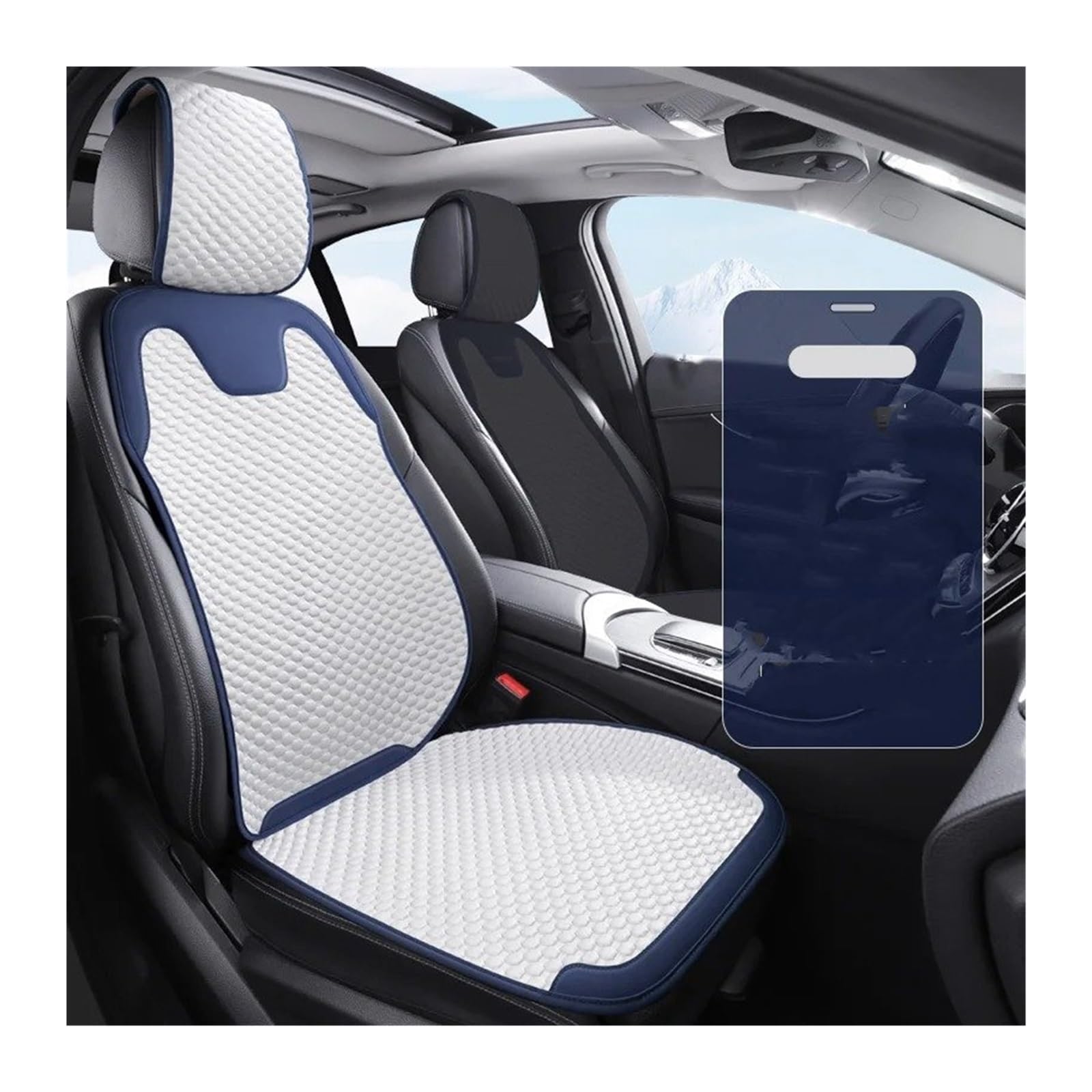 Cuscino Seggiolino Auto Coprisedile Traspirante Assorbimento Sedile Automatico Ghiaccio Universale Set Posteriore Diviso Singola Set Coprisedili Macchina | White Front Seat