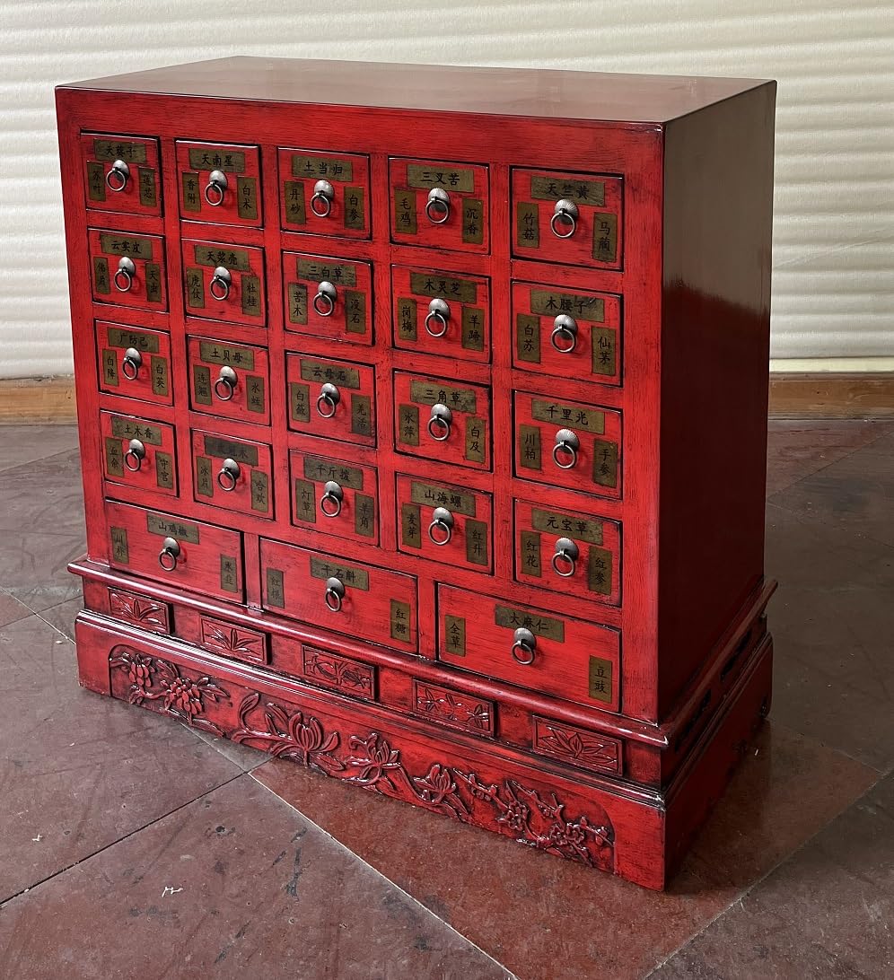 Kunibert Armoire à pharmacie en bois massif - Hauteur : 94 cm - Couleur : rouge