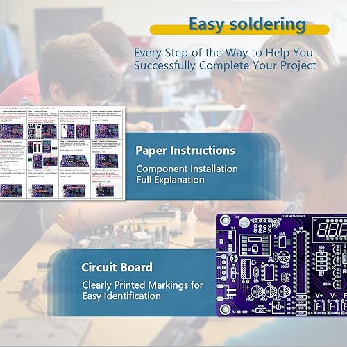 Miniatura 4 de EI Kit de soldadura portátil electrónica Raaaadio DIY 2 modos de potencia Kit de Raaaadio digital con conector para auriculares, kit de práctica de
