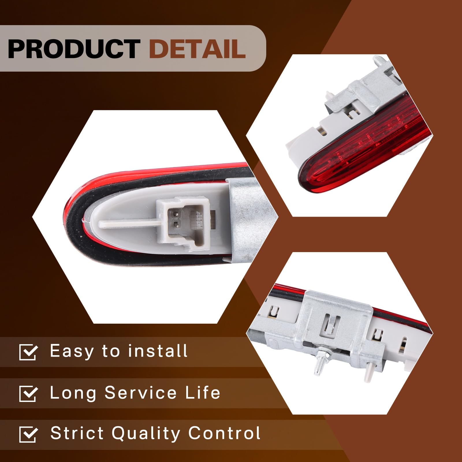 Tercera luz de freno trasera Reemplazar# A2308200056 2308200656 Para SL Cabrio R230 2001-2012 2308200056 2308200856 Luz de freno adicional para coche Luz de freno del portón trasero