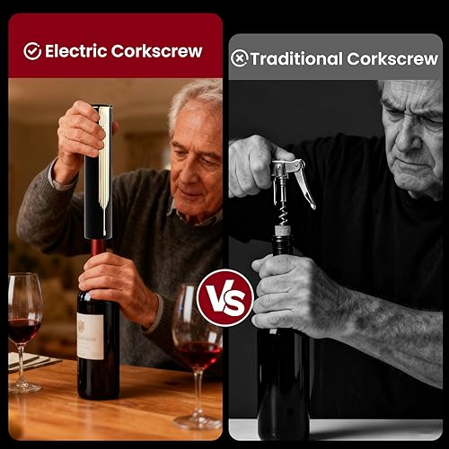 Miniatura 7 de Abrebotellas de vino eléctrico de lujo con base de carga y cortador de papel de aluminio integrado, sacacorchos automático recargable para quitar el