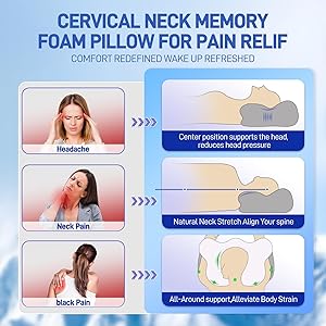 TECBOT Cervical Neck Pillow for Sleeping,Cervical Pillow for Neck Pain Relief,Hollow Design,Memory Foam Cervical Neck Pillow,Cooling Pillow for Neck Support,Adjustable,Cozy Sleeping (White-White)