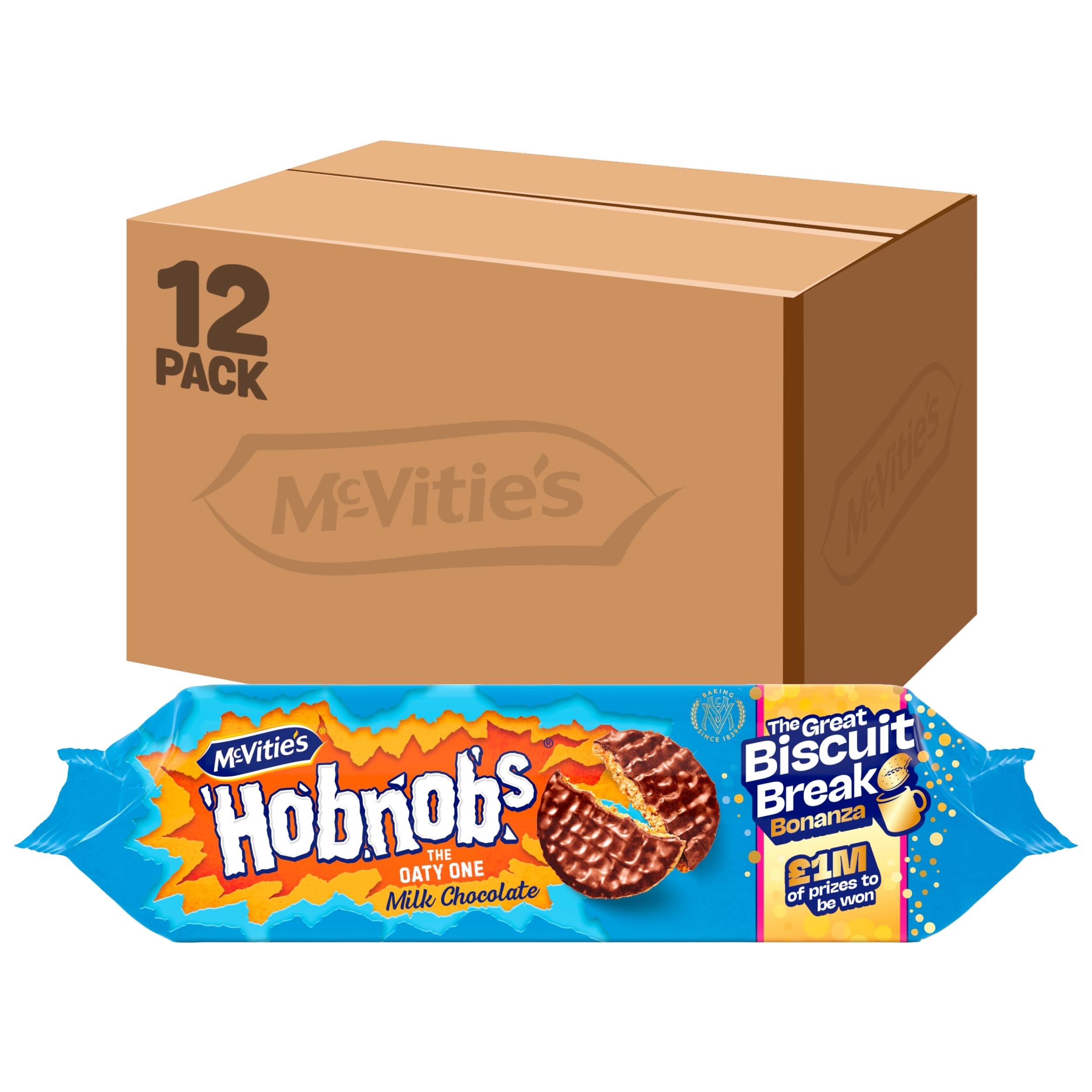 McVitie's Chocolate Hobnobs Biscuits, Classic Oat and Chocolate Biscuits, 431 g (Pack of 12)