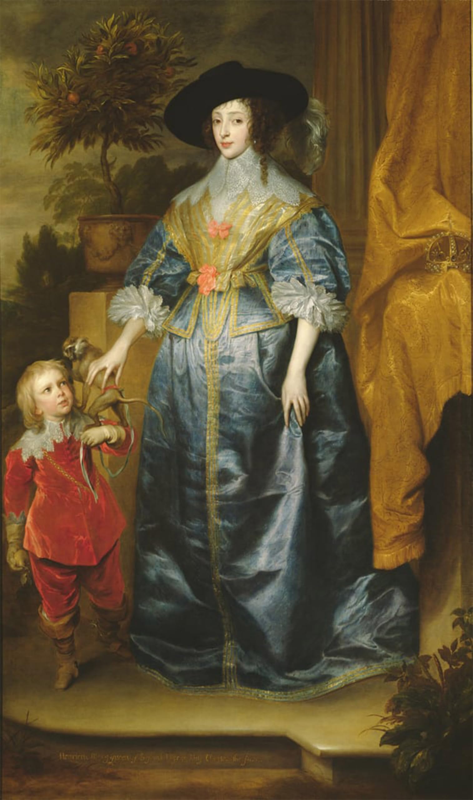 POSTERIIk Famous Modern Artwork Art Mural Queen Henrietta Maria and Her Dwarf Sir Jeffrey Hudson by Anthony Van Dyck Oil Paintings Pictures for Home Decor 60x90cm