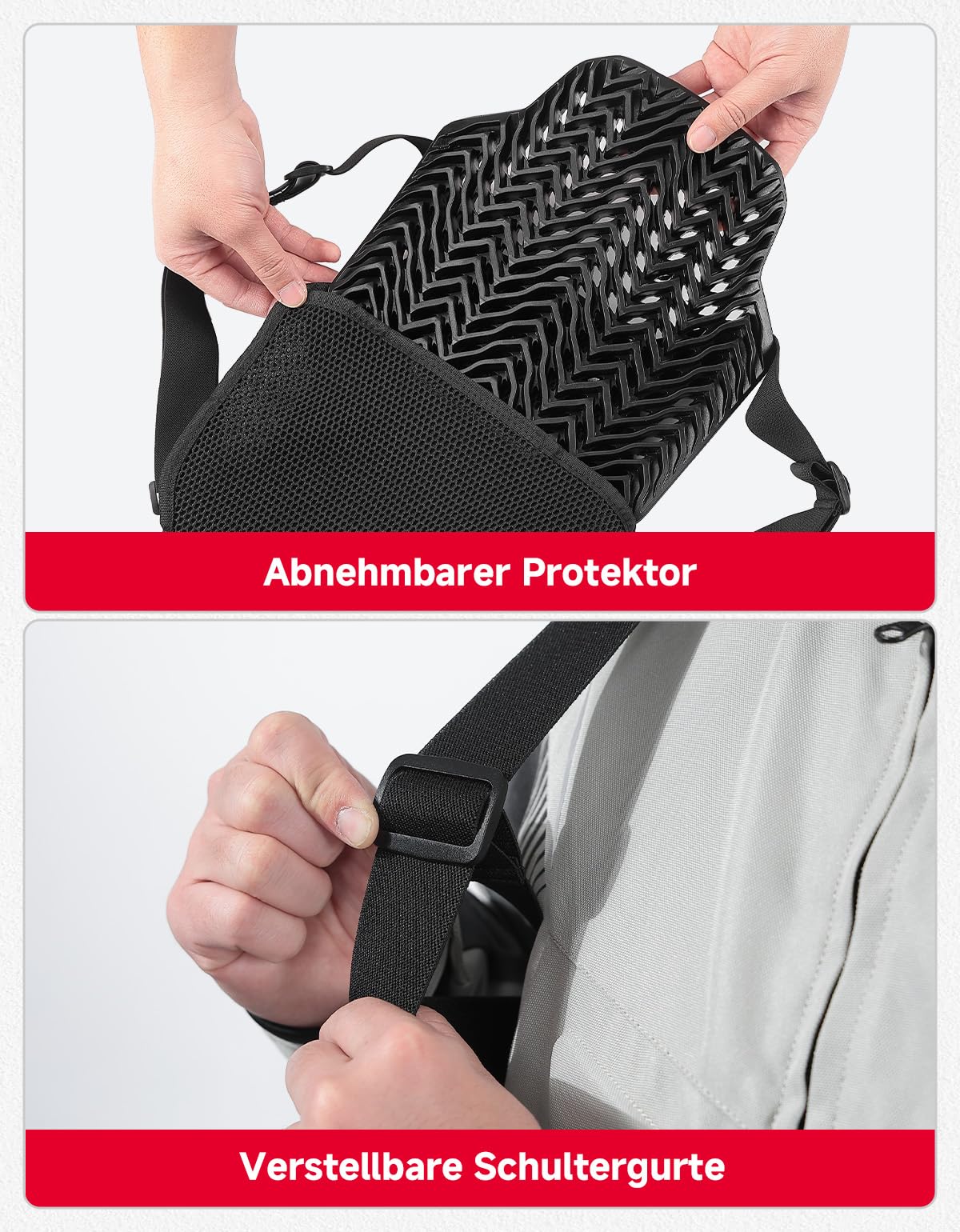 KEMIMOTO Motorrad Rückenprotektor, CE-2-zertifizierter, Umschnall-Rückenschutz, Rutschfestes und Leichtes Design, Unisex, für alle Jahreszeiten Geeignet, Verschiedene Outdoor-Aktivitäten