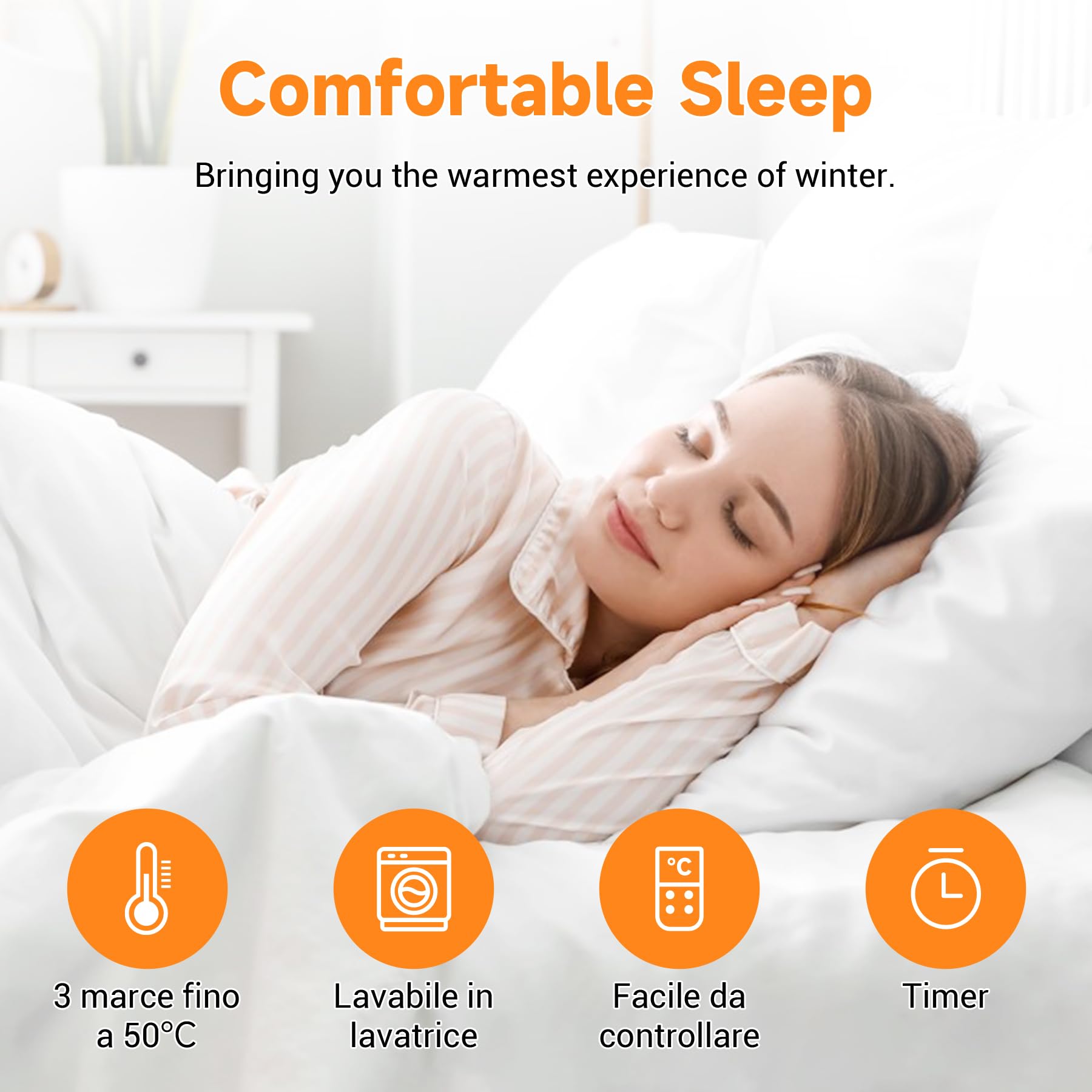 LEEVOT coperta termica 150 x 80 cm, 3 Temperature Regolabili coperta riscaldante elettrica, Antimite, Lavabile, Spegnimento Automatico, 2 Controller, Timer Programmabile.