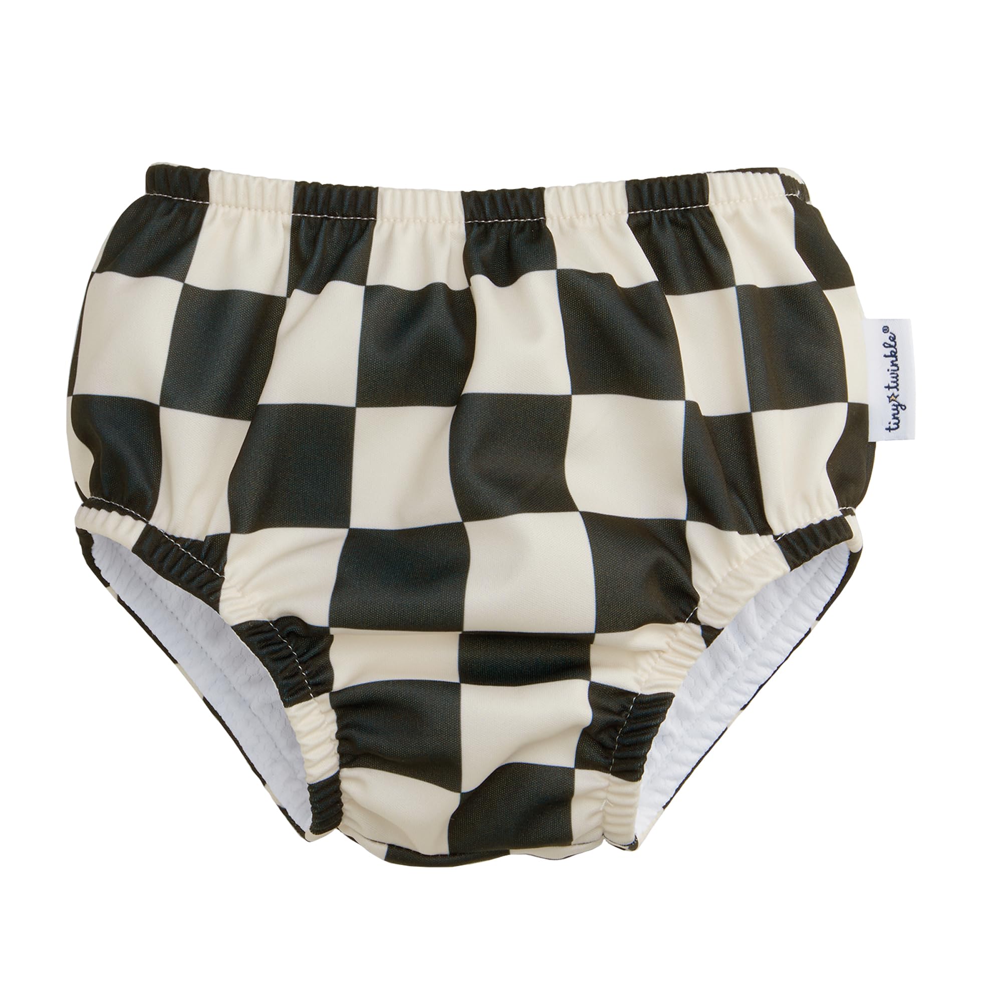 Tiny Twinkle Pull-Up Reusable Swim Diapers 2-Pack | Waterproof and UPF 50+ Sun Protection | Lightweight and Absorbent | Machine Washable(Sage,Black Checkers,12-18M) - 4