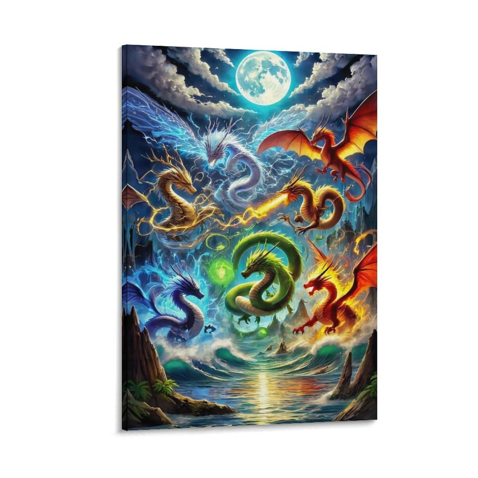 DHBANEIOK Fantasy Dragon Art_1 Wall Decor Poster Giclee Canvas Prints Modern Wall Art Picture Wall Hanging for Office Gym Living Room Decor 12x18inch(30x45cm)