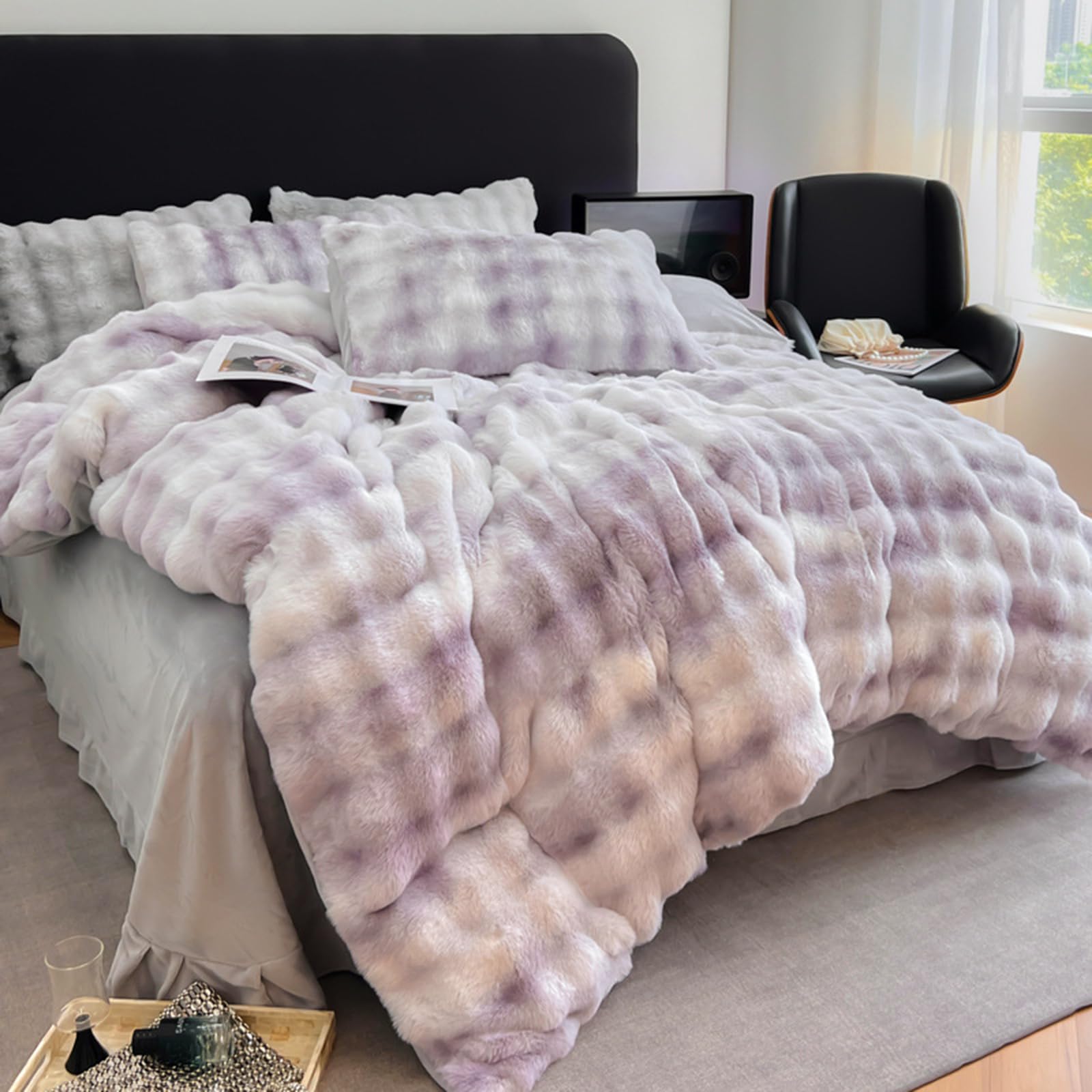 Amazon｜グラデーションカラー布団カバーセット、高級フェイクファー