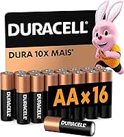 Duracell Pilha Alcalina AA Pequena Com 16 Unidades – Dura até 10x Mais – Ideal para Controle Xbox™, Brinquedos e Lanternas