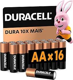 Duracell Pilha Alcalina AA Pequena Com 16 Unidades – Dura até 10x Mais – Ideal para Controle Xbox™, Brinquedos e Lanternas