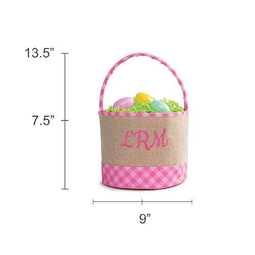 Miniatura 21 de Bolsa de cubo de Pascua personalizada con nombre personalizado | Bolsa de Pascua de arpillera a cuadros azules con asa | Cesta de huevos para niños