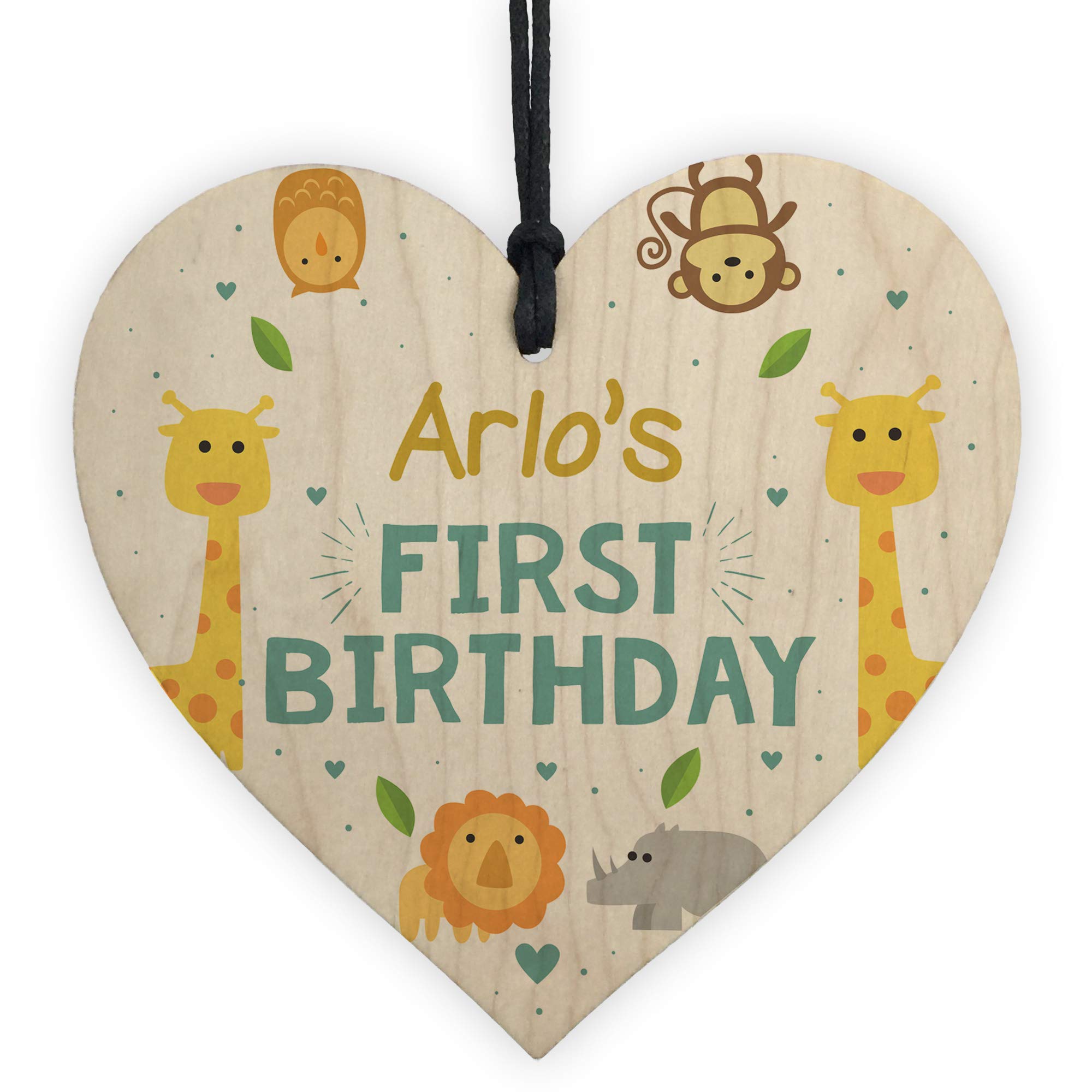 RED OCEAN Personalised 1st Birthday Gift For Daughter Son Wooden Heart 1st Birthday Card
