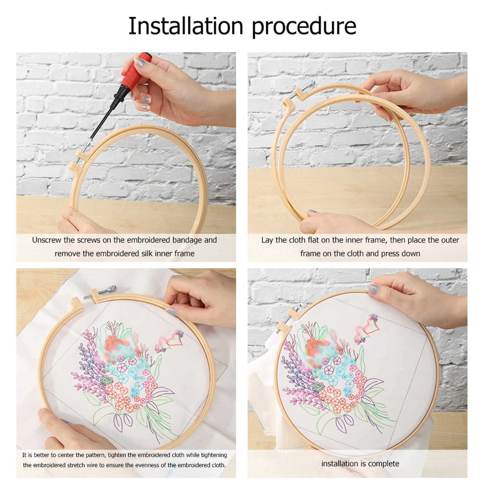 Juego de 4 bordados con diseños navideños – Juego completo para principiantes con marco, agujas, hilos e instrucciones para realizar hermosas artesanías